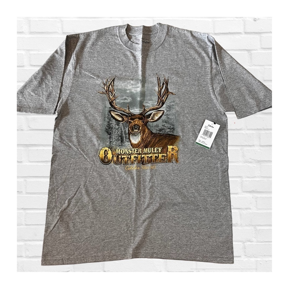 NWT Cabela’s Monster Muley Outfitters T-Shirt in Gray Heather Mens Size Large